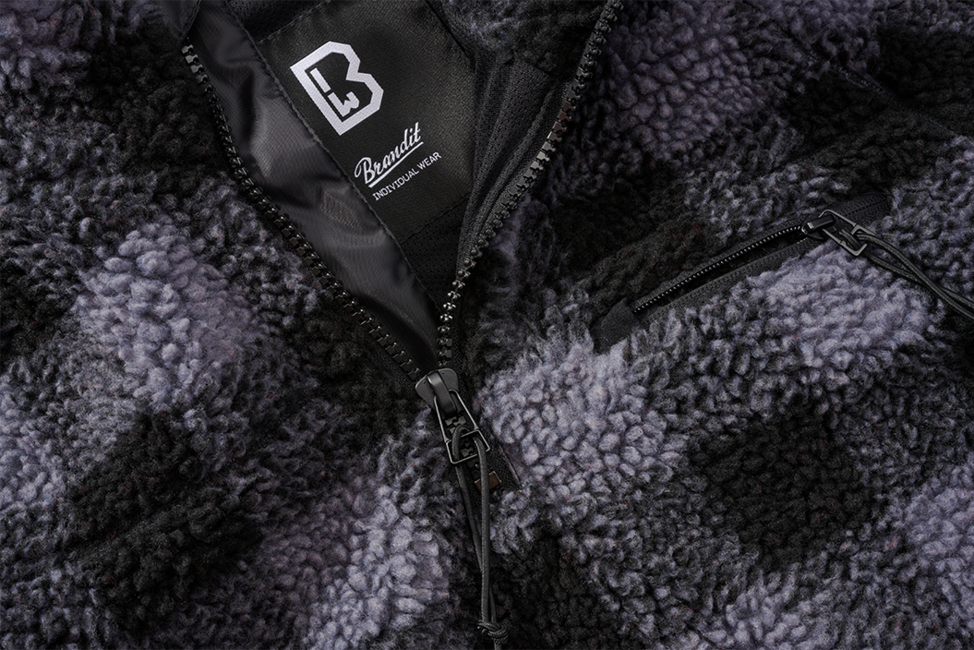 Brandit Teddyfleece Troyer Fleece Μπουφάν, μαύρο/γκρι