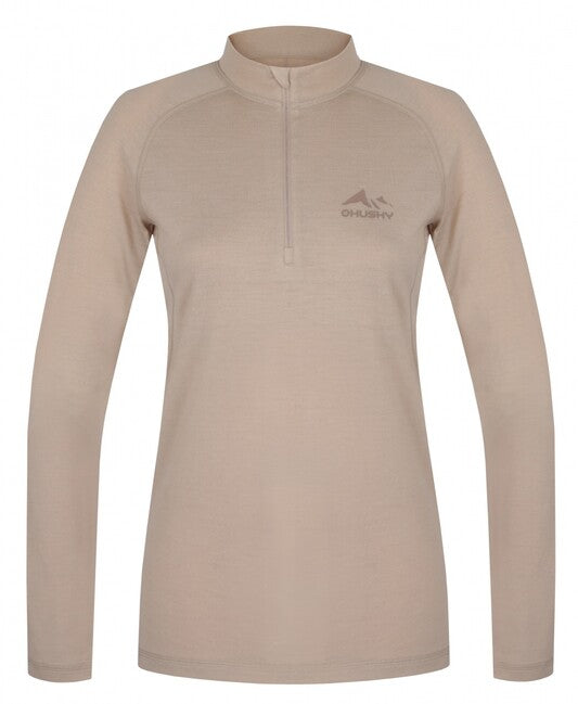 HUSKY Merow Zip θερμικό t-shirt γυναικείο με φερμουάρ, μπεζ