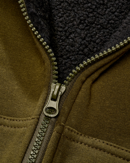 Brandit Sweatjacket Φούτερ με κουκούλα ανδρικό με ζεστή επένδυση Teddylining, λαδί