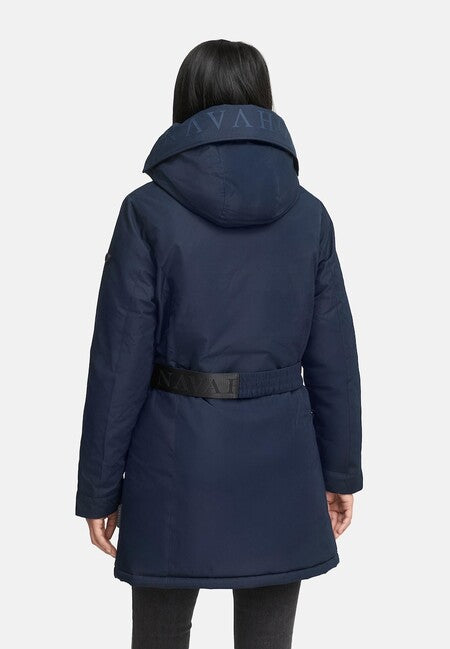 Navahoo FROSTKUSS 14 ženska zimska parka s snemljivo kapuco in pasom, navy