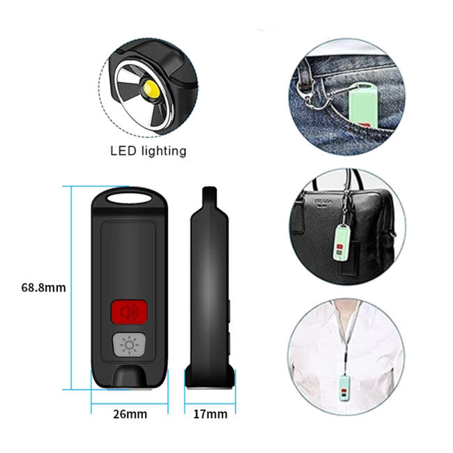 W&G SHIELD SOS Προσωπικός Συναγερμός με Φως LED και Κουμπί Ενεργοποίησης, λευκό