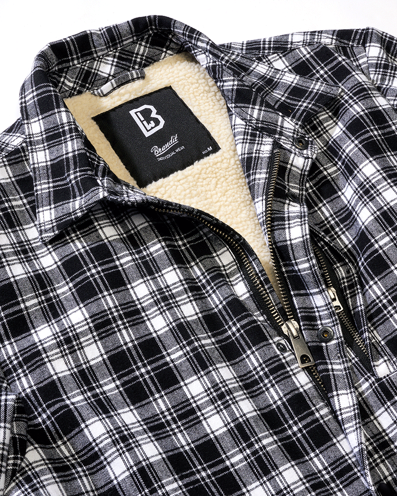 Brandit Classic Sherpa bunda, biela-čierna