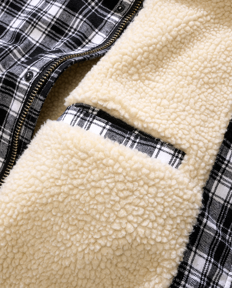 Brandit Classic Sherpa bunda, biela-čierna