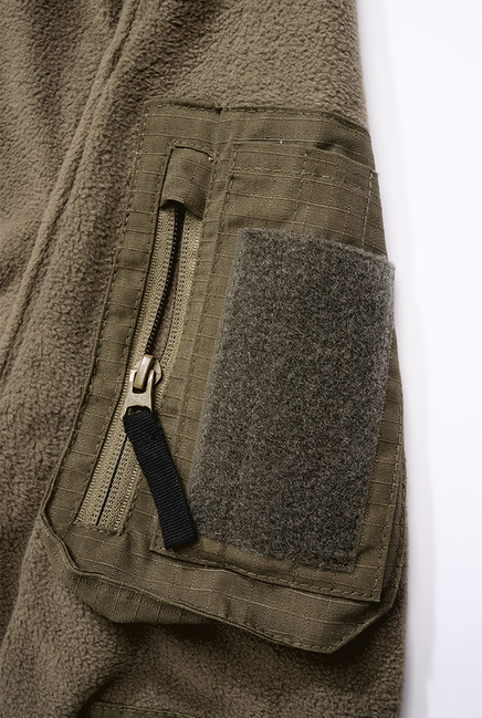 Brandit Φούτερ Fleece με Φερμουάρ Ripstop, λαδί