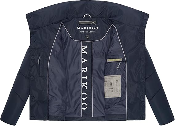 Marikoo Jalliaa Μπουφάν Χειμώνα Κοντό Γυναικείο με Ψηλό Γιακά, Ναυτικό Μπλε