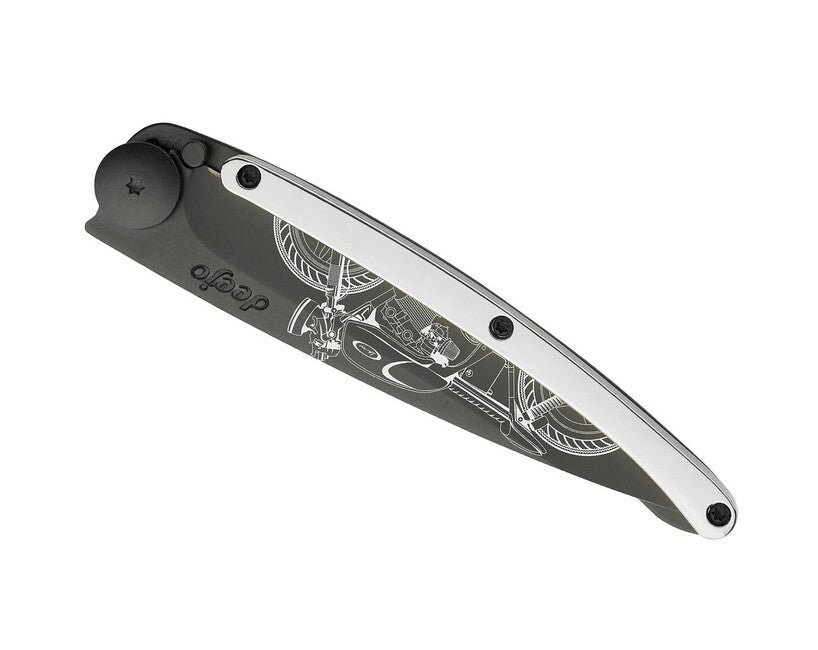 Deejo GOLD Tattoo 9kt white Cafe Racer μαχαίρι με κλείστρο