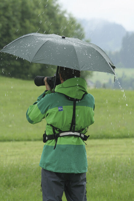 EuroSchirm teleScope handsfree Τηλεσκοπική ομbrέλα trekking με στήριγμα σακιδίου UV, λαδί