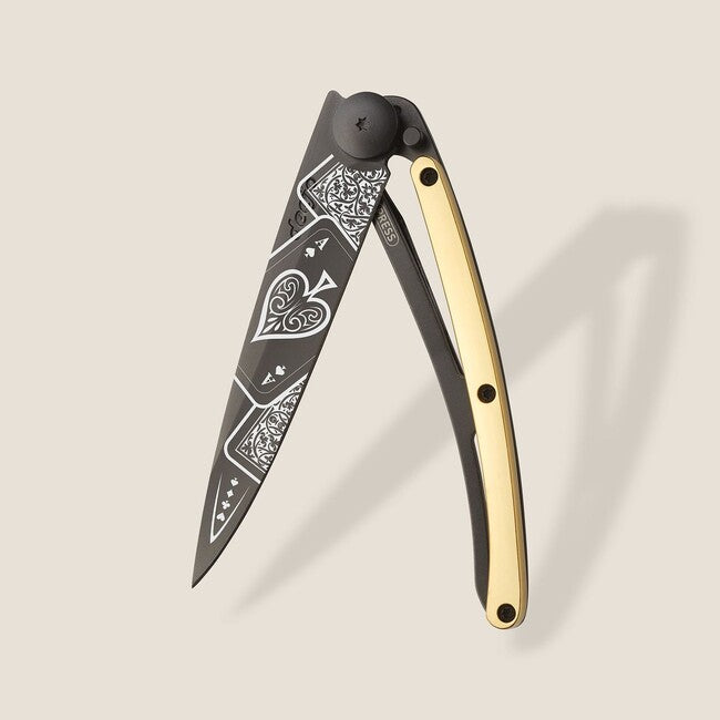 Deejo GOLD Tattoo Αναδιπλούμενο Μαχαίρι 23kt Yellow, Good Luck