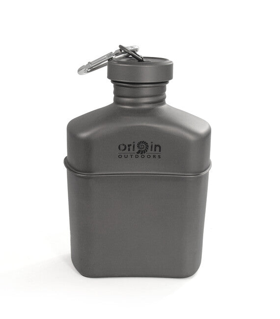 Origin Outdoors Τιτάνια Κανάτα με Καραμπίνα και Θήκη Μεταφοράς 1 L Canteen