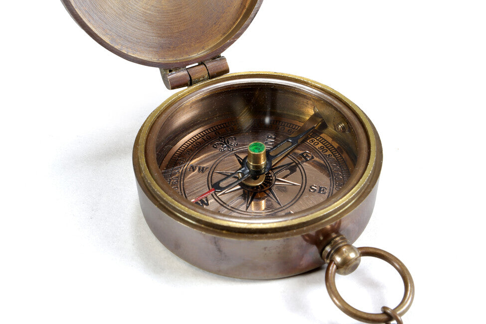 Origin Outdoors Pocket Compass Vintage Ορειχάλκινη Σοβιετική Τσέπης Πυξίδα με Δερμάτινη Θήκη