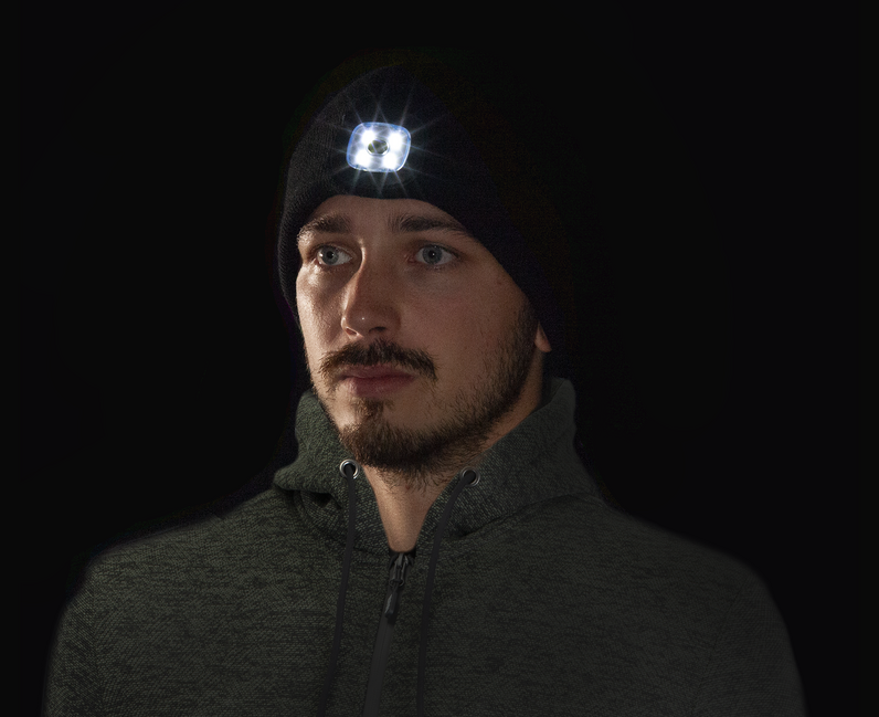 BENNON LUMOS Σκούφος με Κεφαλόφωτο LED USB, Μαύρο