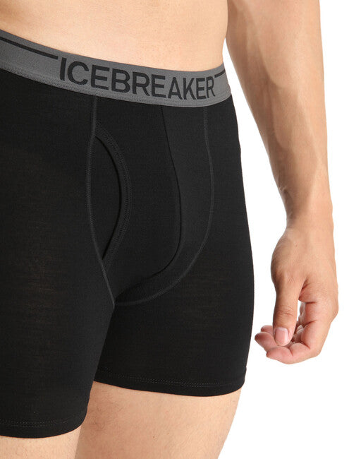 Icebreaker Anatomica ανδρικό μπόξερ με άνοιγμα, μαύρο