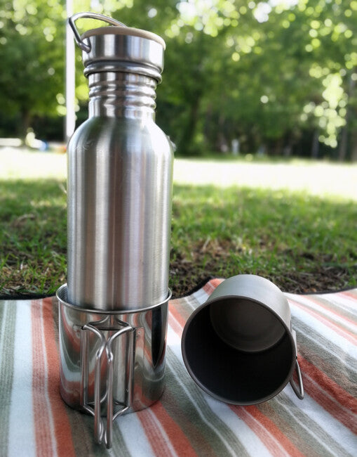 BasicNature Space Safer Mini Κούπα Ανοξείδωτου Χάλυβα με Αναδιπλούμενη Λαβή 0,35 l