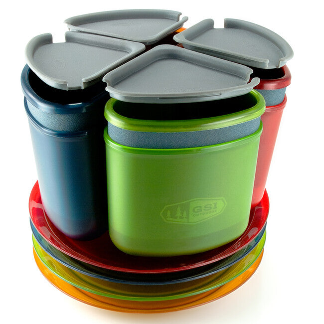 GSI Outdoors Infinity 4 Person Compact Tableset κιτ φαγητού κάμπινγκ για 4 άτομα, Multicolor