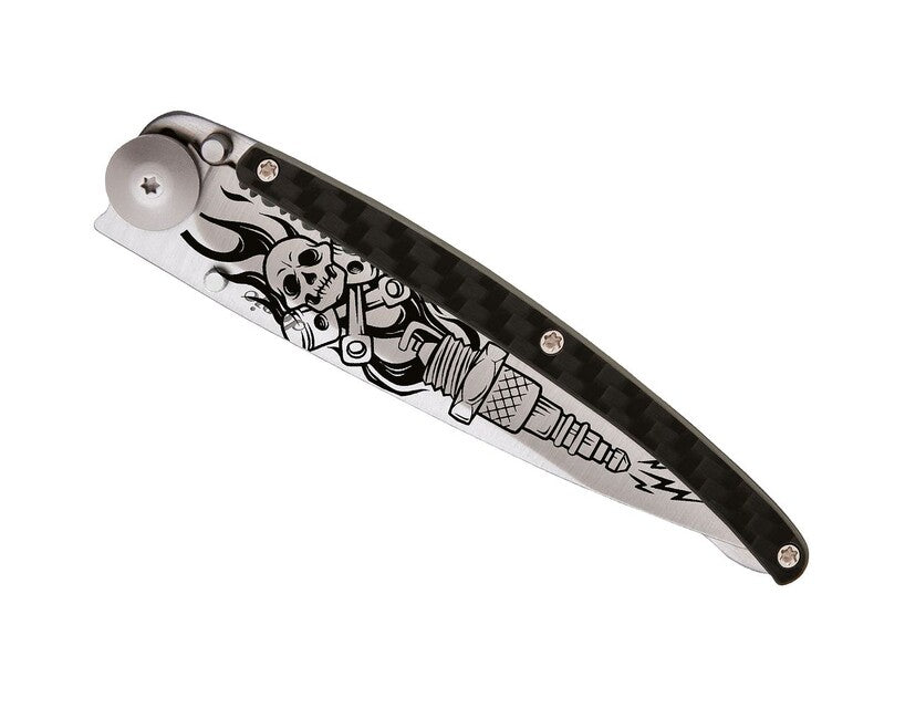 Deejo Tattoo Μαχαίρι Πτυσσόμενο Serration Titanium Carbon Fiber Biker