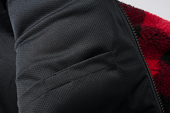 Brandit Worker Μπουφάν Fleece με Κουκούλα Teddyfleece, Κόκκινο/Μαύρο