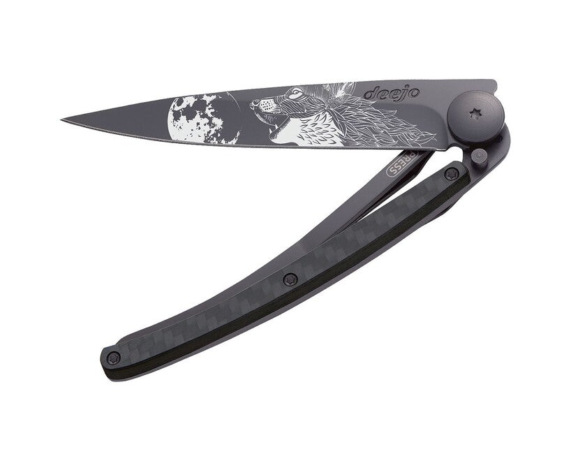 Deejo Tattoo Μαχαίρι Διπλής Δράσης Howling, Black carbon