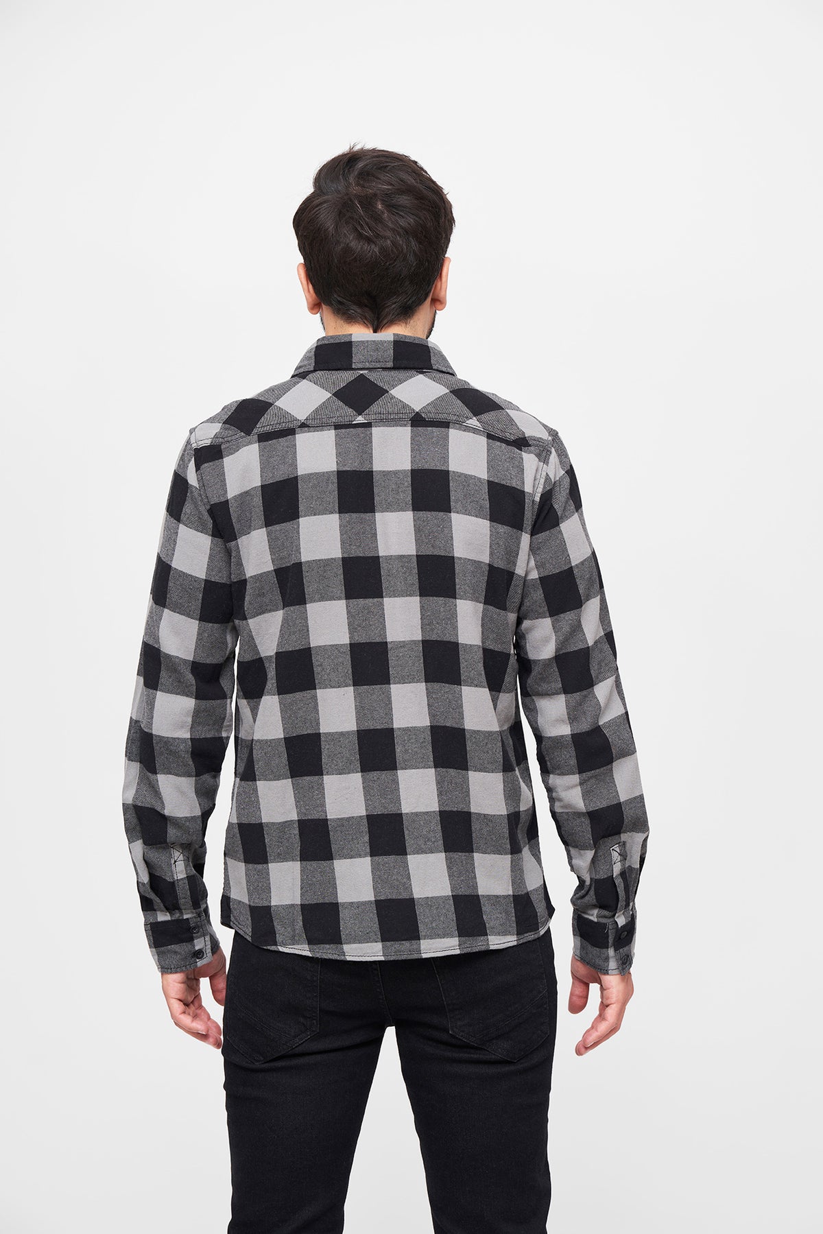 Brandit Check košeľa s dlhými rukávmi, čierna+charcoal
