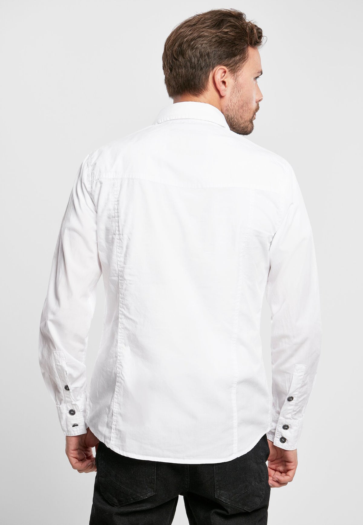 Brandit Slim Fit košeľa s dlhými rukávmi, biela