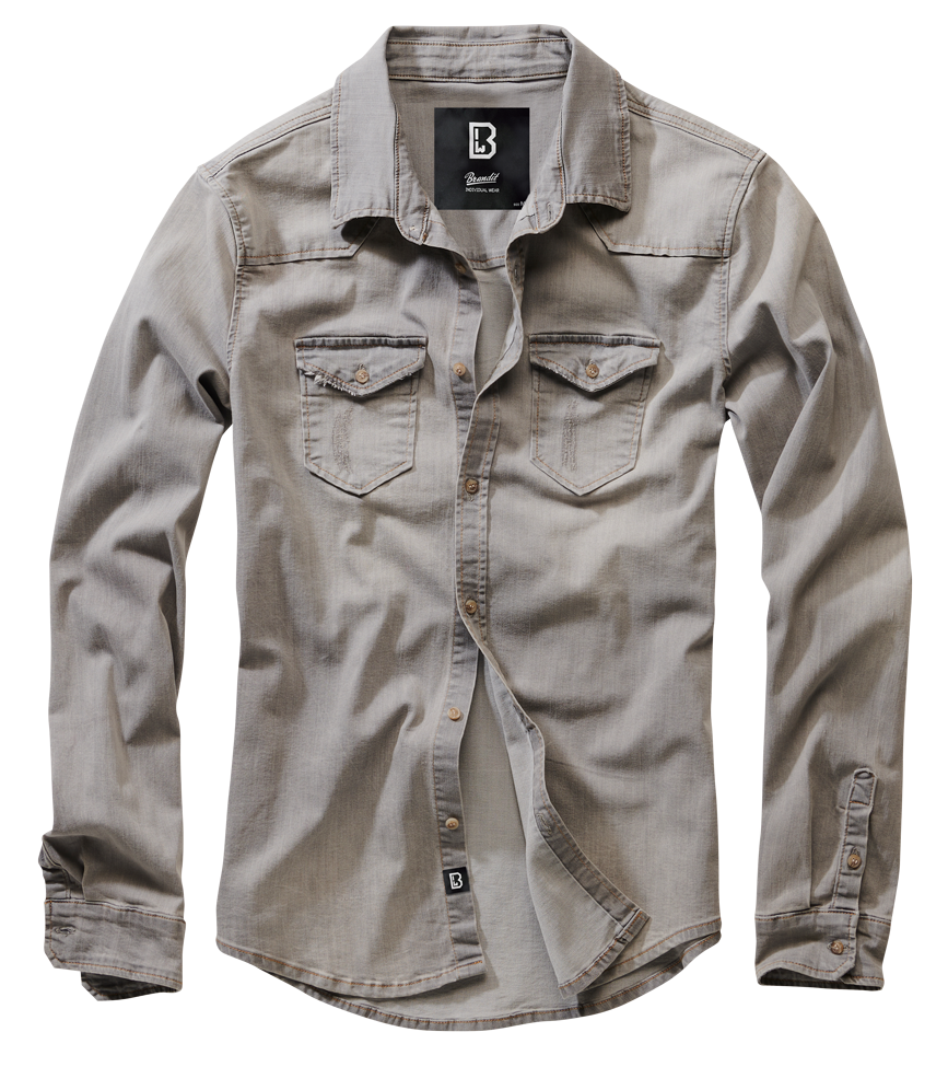 Brandit Riley denim košeľa, šedá