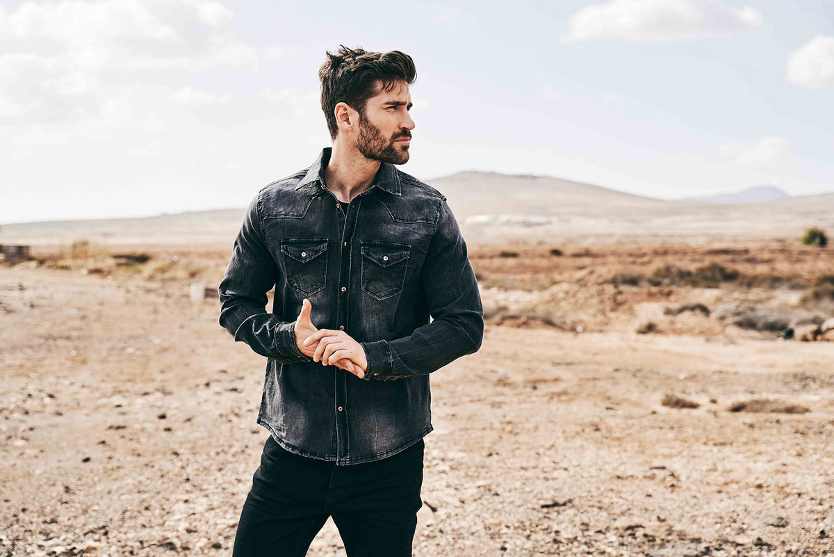 Brandit Riley denim košeľa, čierna