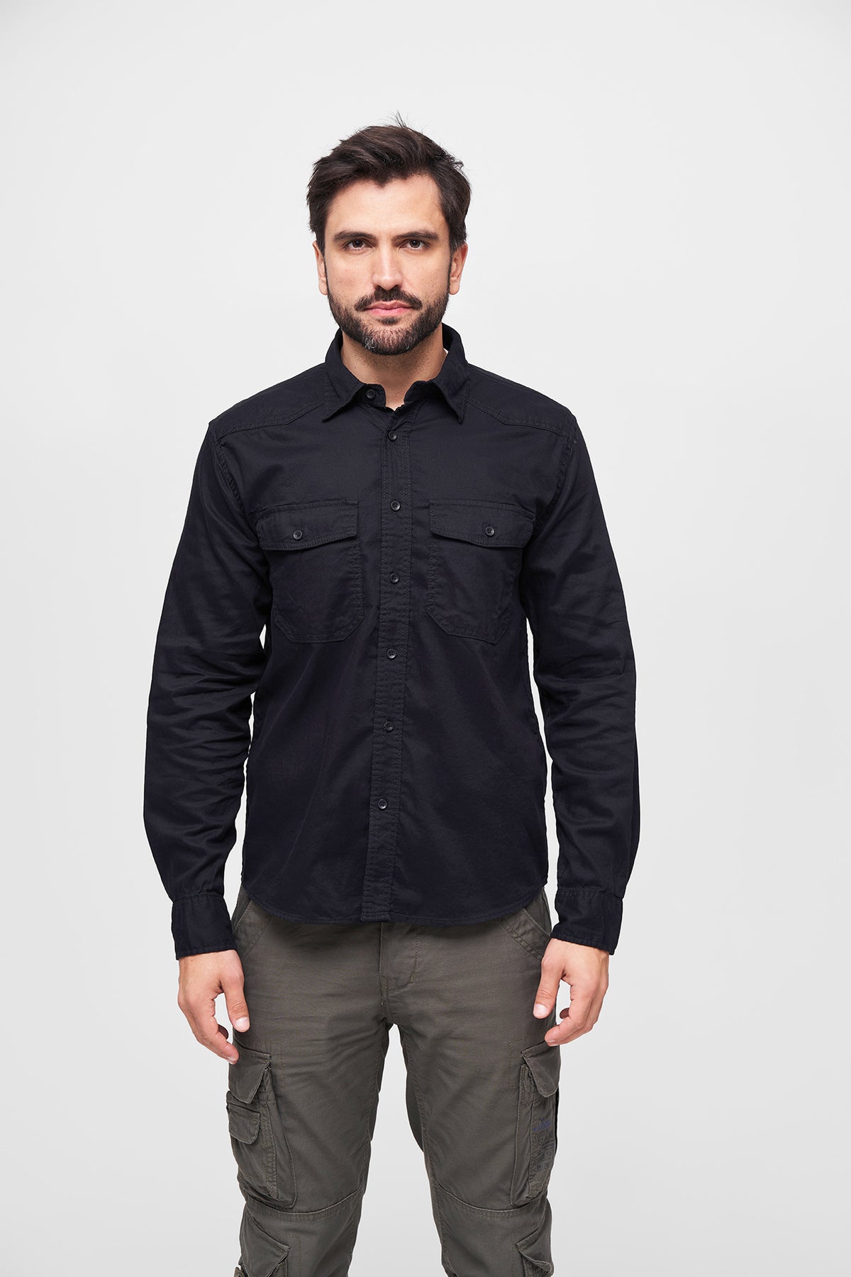 Brandit Flanellshirt košeľa, čierna
