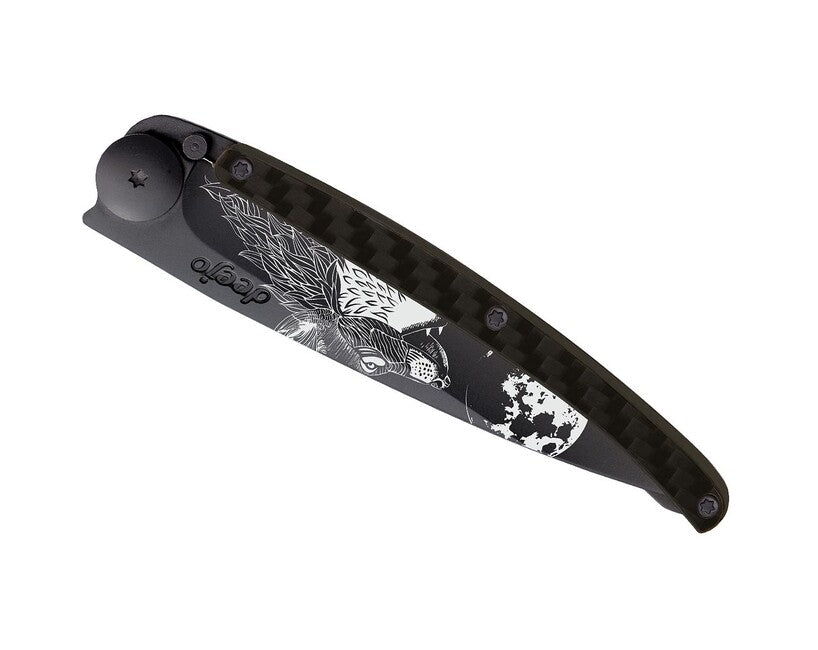 Deejo Tattoo Μαχαίρι Διπλής Δράσης Howling, Black carbon