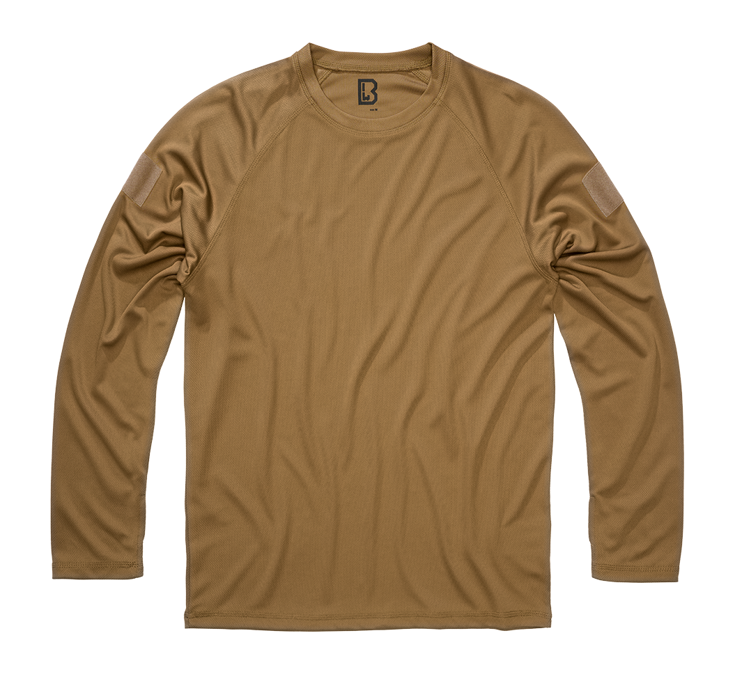 Brandit Quick Dry pánske tričko rýchloschnúce s dlhým rukávom, camel