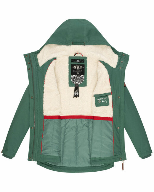 Marikoo Bikoo parka zimska ženski s kapuco, dusty green