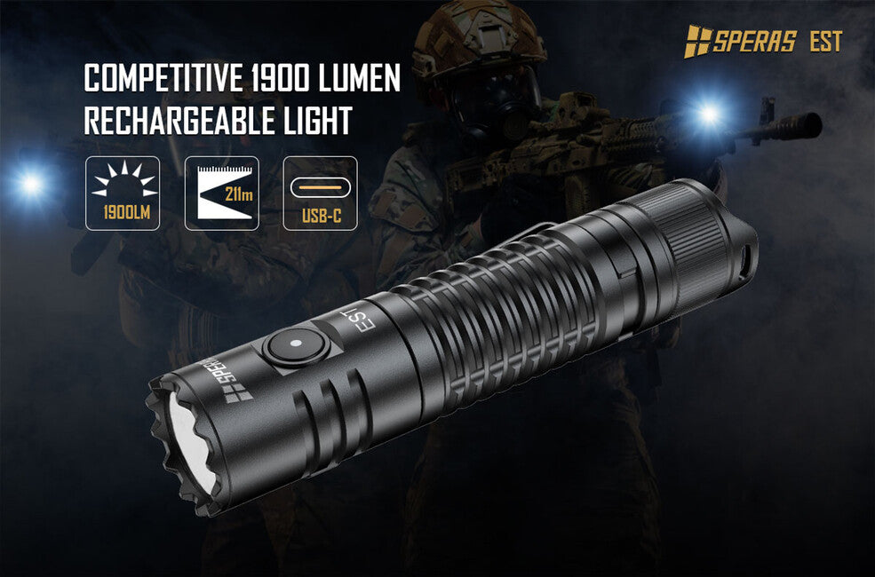 Speras Luminus SST40 φακός LED επαναφορτιζόμενος, μαύρο