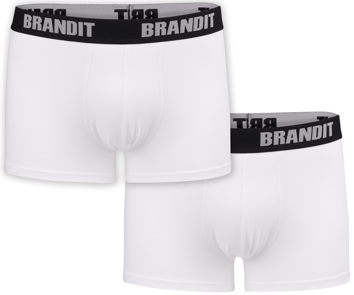 Brandit boxerky s logom 2ks, biela-biela