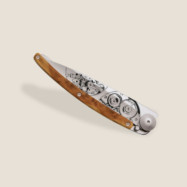 Deejo Horlogéria Μαχαίρι Πτυσσόμενο Juniper Wood Grey Titanium Watchmaker