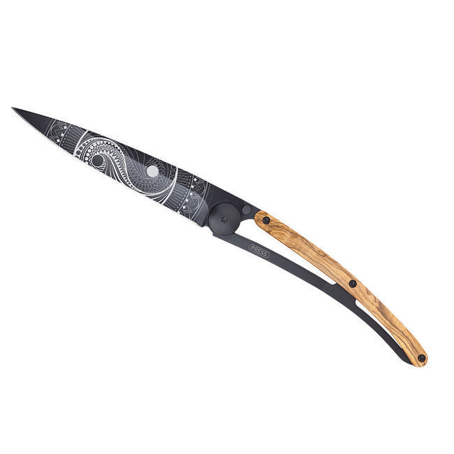 Deejo Tattoo Μαχαίρι Διπλωνόμενο Black Olive Wood Yin Yang