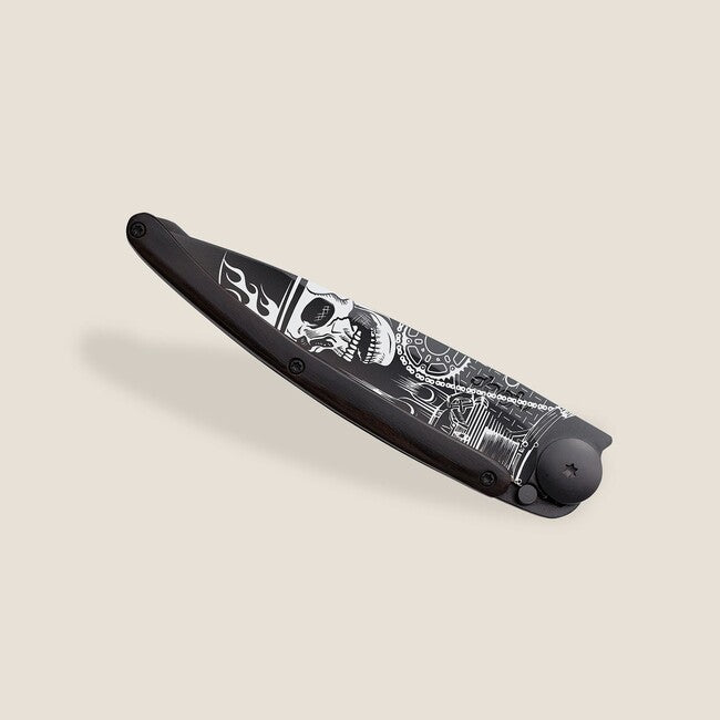 Deejo Black Tattoo Μαχαίρι Κλειστού Τύπου Biker Ebony Wood Ride or Die