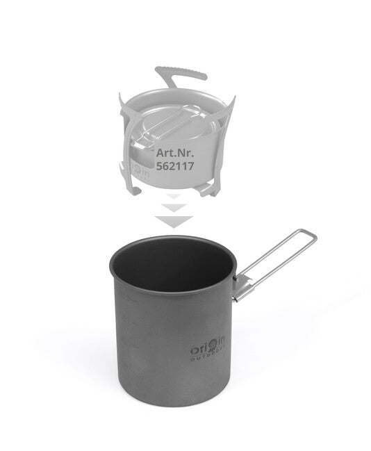 Origin Outdoors Titanium Κατσαρόλα Camping Pot με Τιτάνιο, Χυτρό και Αναδιπλούμενη Λαβή, 750 ml