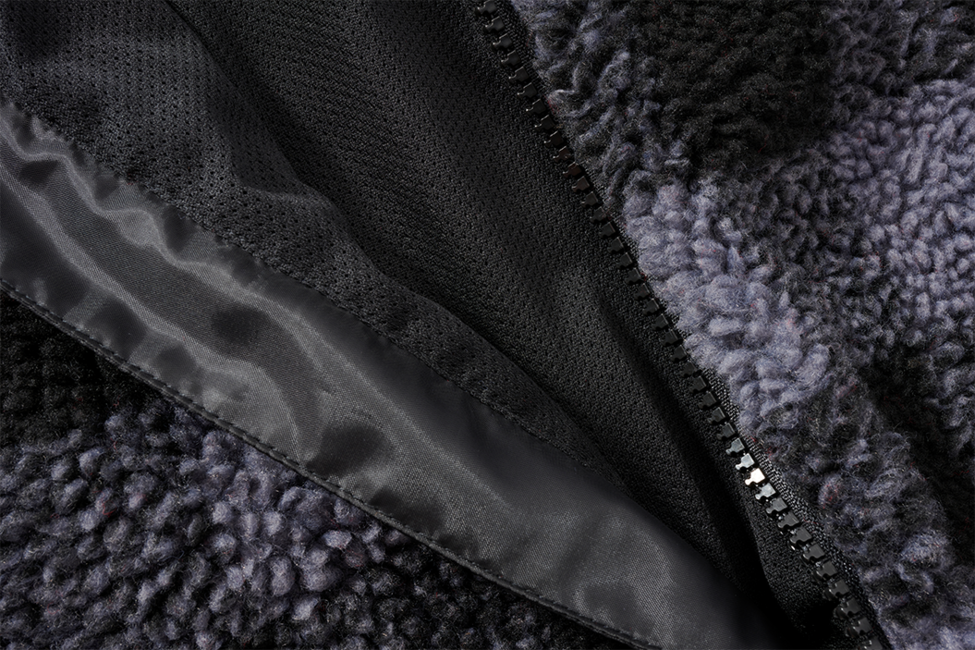 Brandit Worker Μπουφάν Fleece με Κουκούλα Teddyfleece, Μαύρο/Γκρι