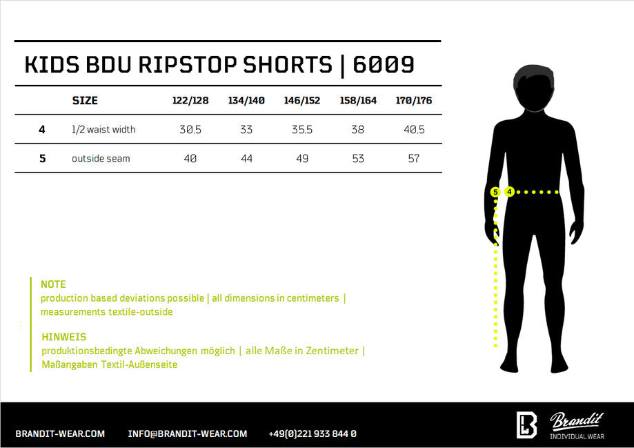 Brandit BDU Ripstop Σορτς Παιδικό, Λαδί