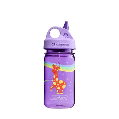 Nalgene Grip-n-Gulp Sustain Μπουκάλι Νερού Παιδικό 0,35 L με Καπάκι, Μωβ Μουσικό Καμηλοπάρδαλο