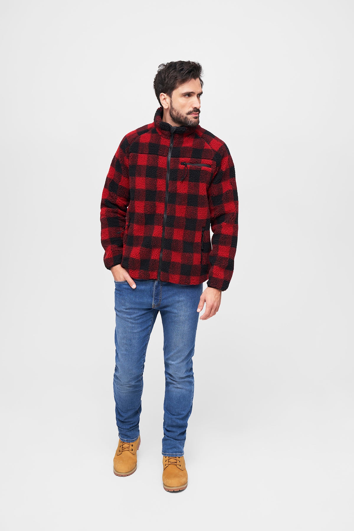Brandit Teddyfleece bunda flísová, červená/čierna