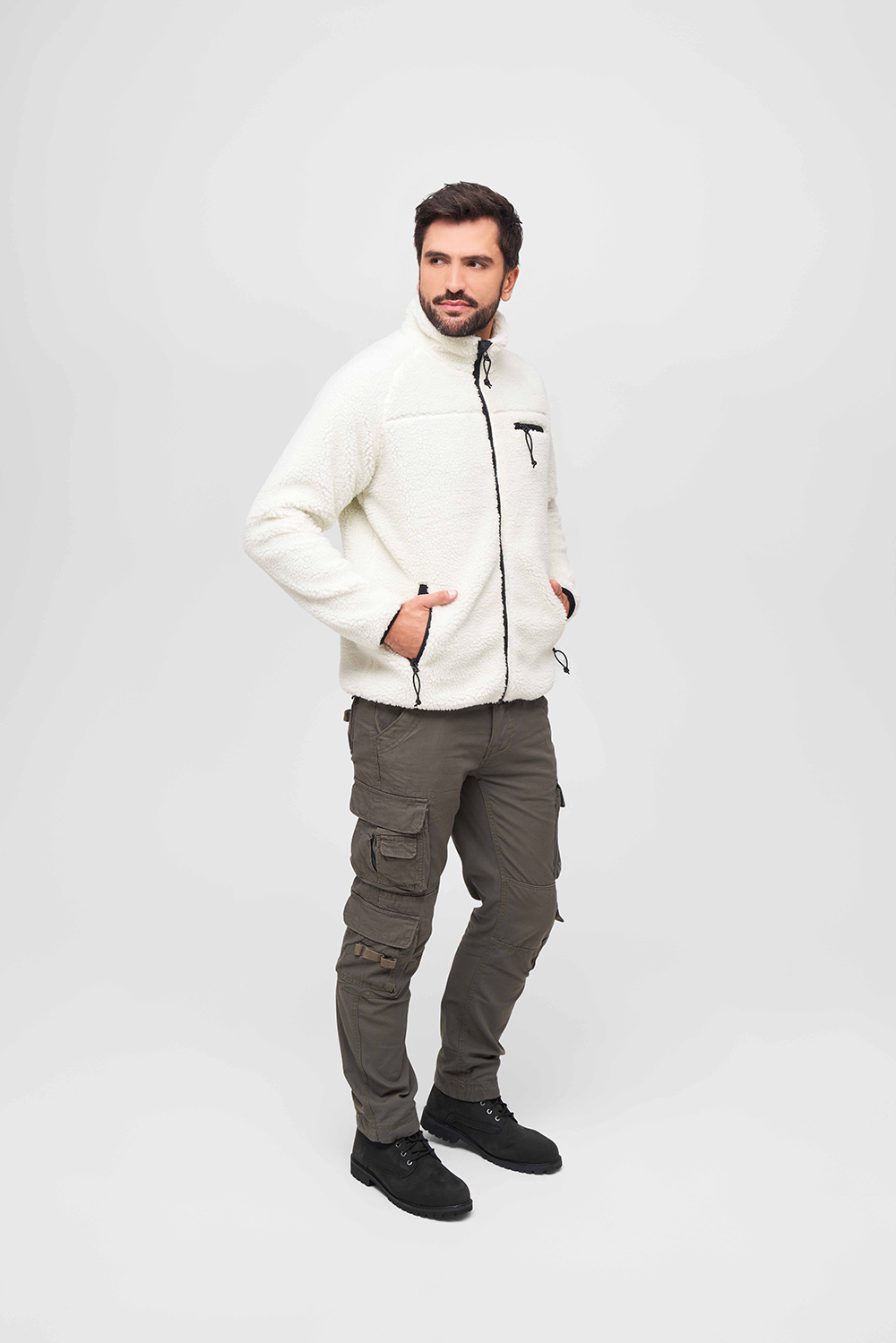 Brandit Teddyfleece bunda flísová, biela