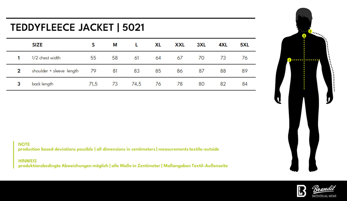 Veľkostná tabuľka Teddyfleece Jacket