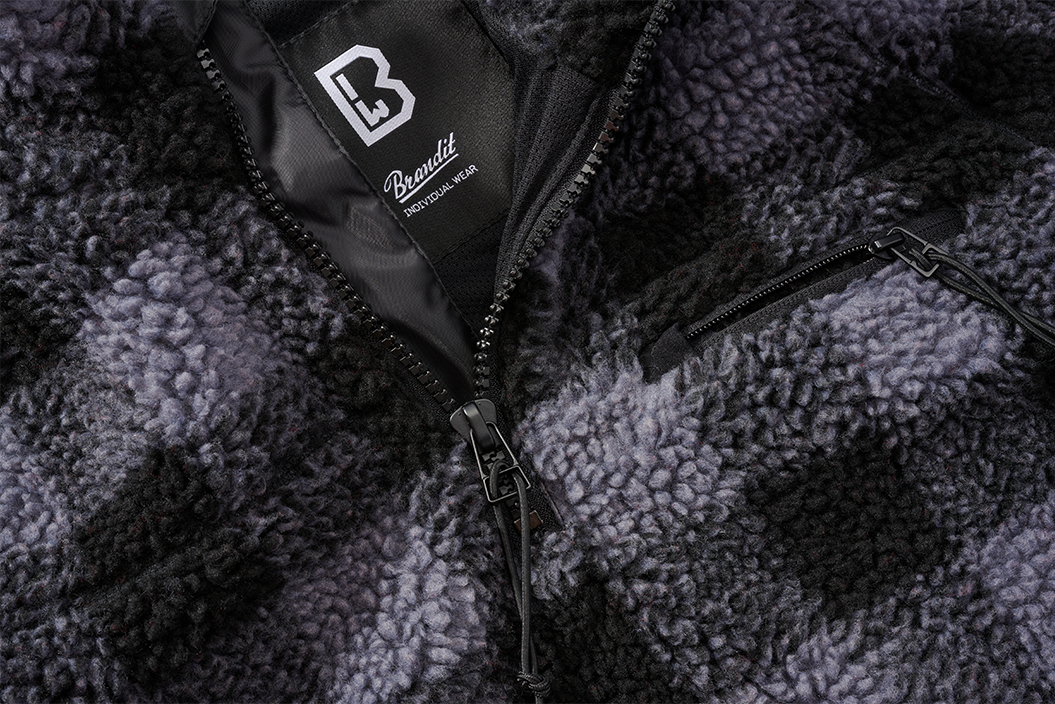 Brandit Teddyfleece Troyer bunda flísová, čierna/sivá