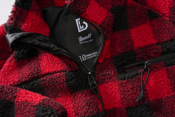 Brandit Teddyfleece Troyer bunda flísová, červená/čierna