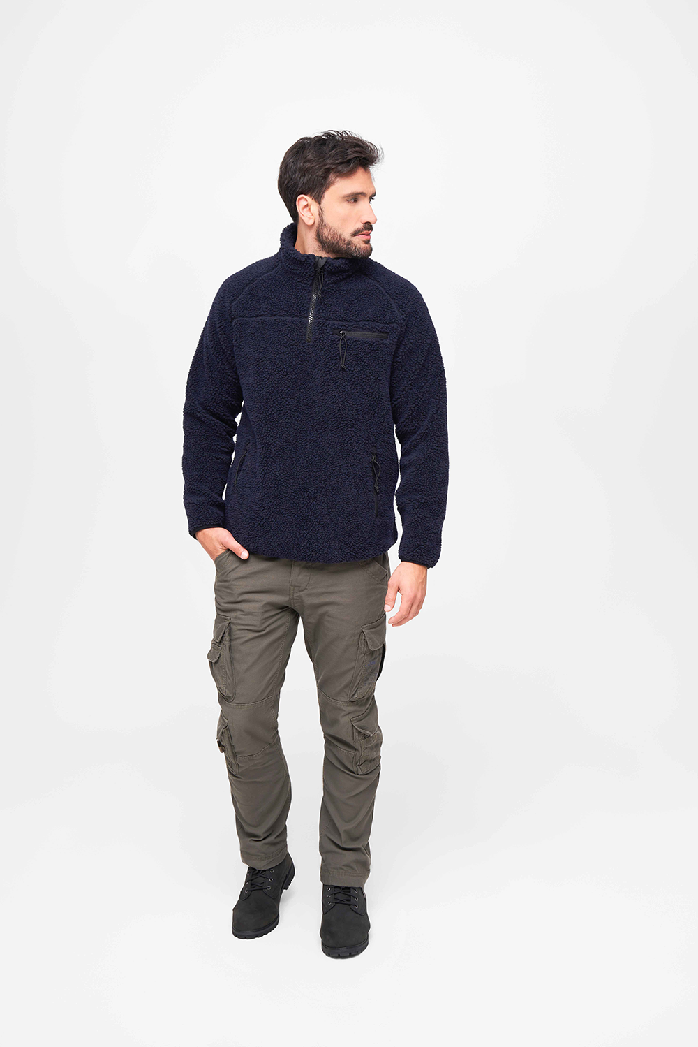 Brandit Teddyfleece Troyer bunda flísová, námornícka modrá
