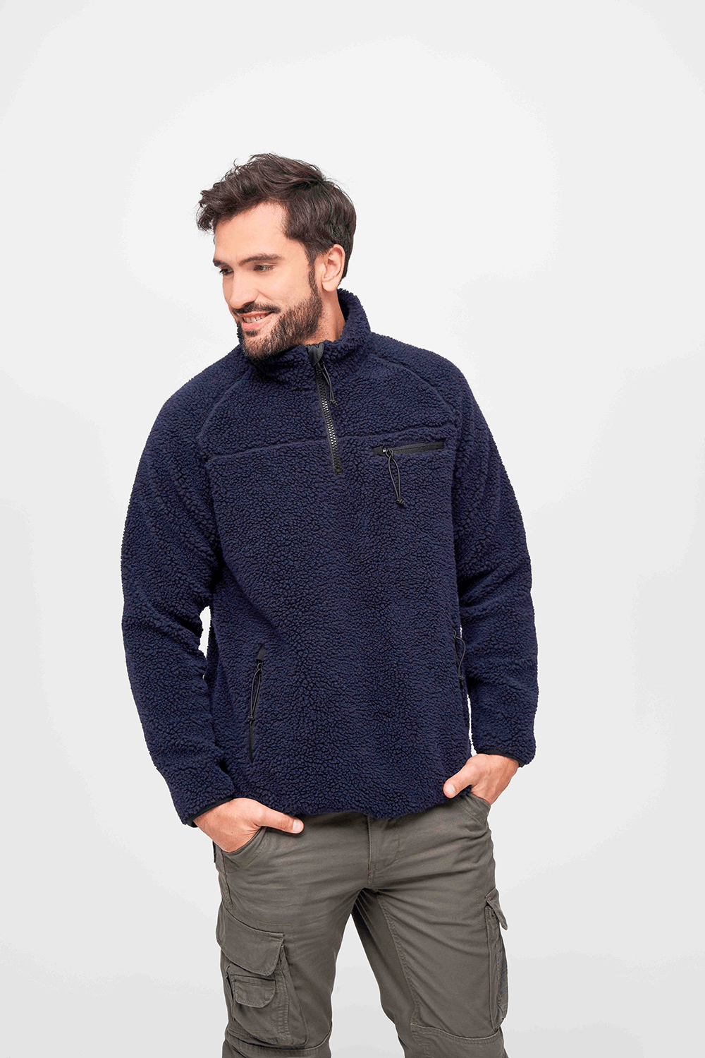 Brandit Teddyfleece Troyer bunda flísová, námornícka modrá