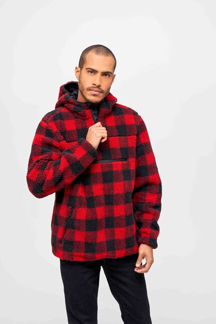 Brandit Worker Φούτερ Teddyfleece, κόκκινο/μαύρο