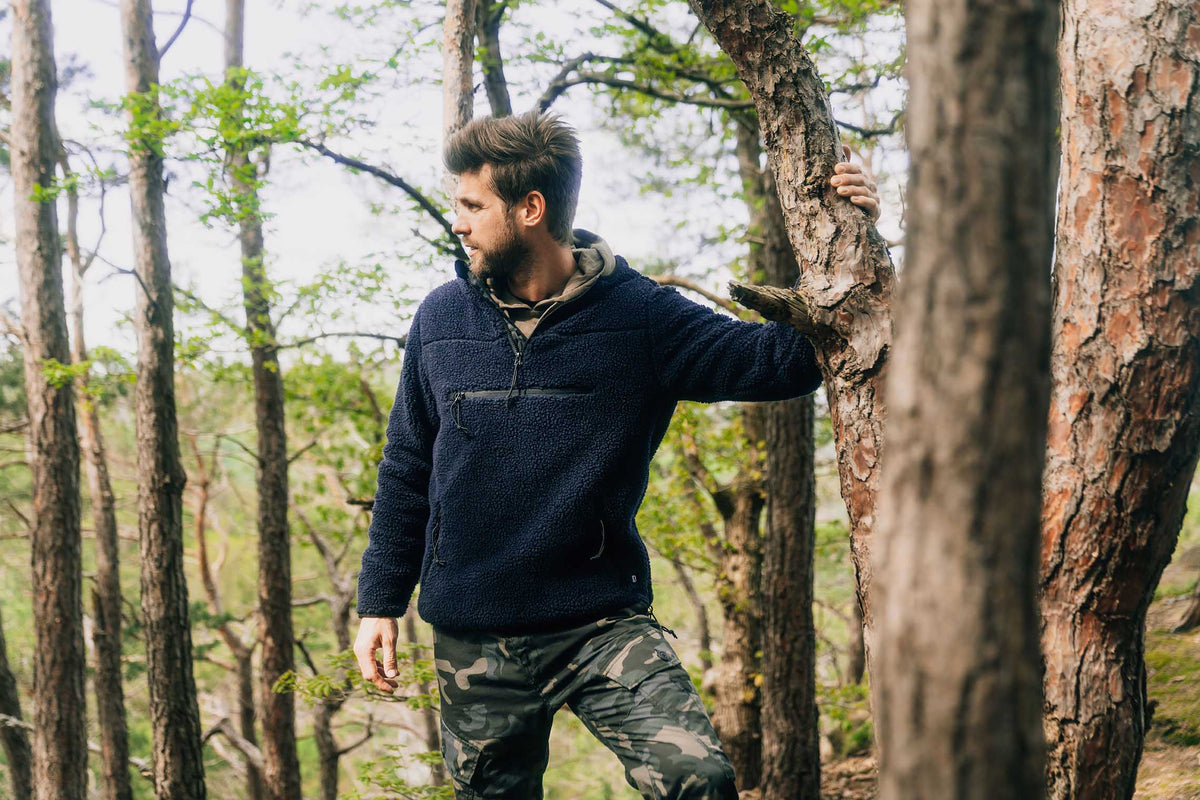 Brandit Teddyfleece Worker flísový pulóver, námornícka modrá