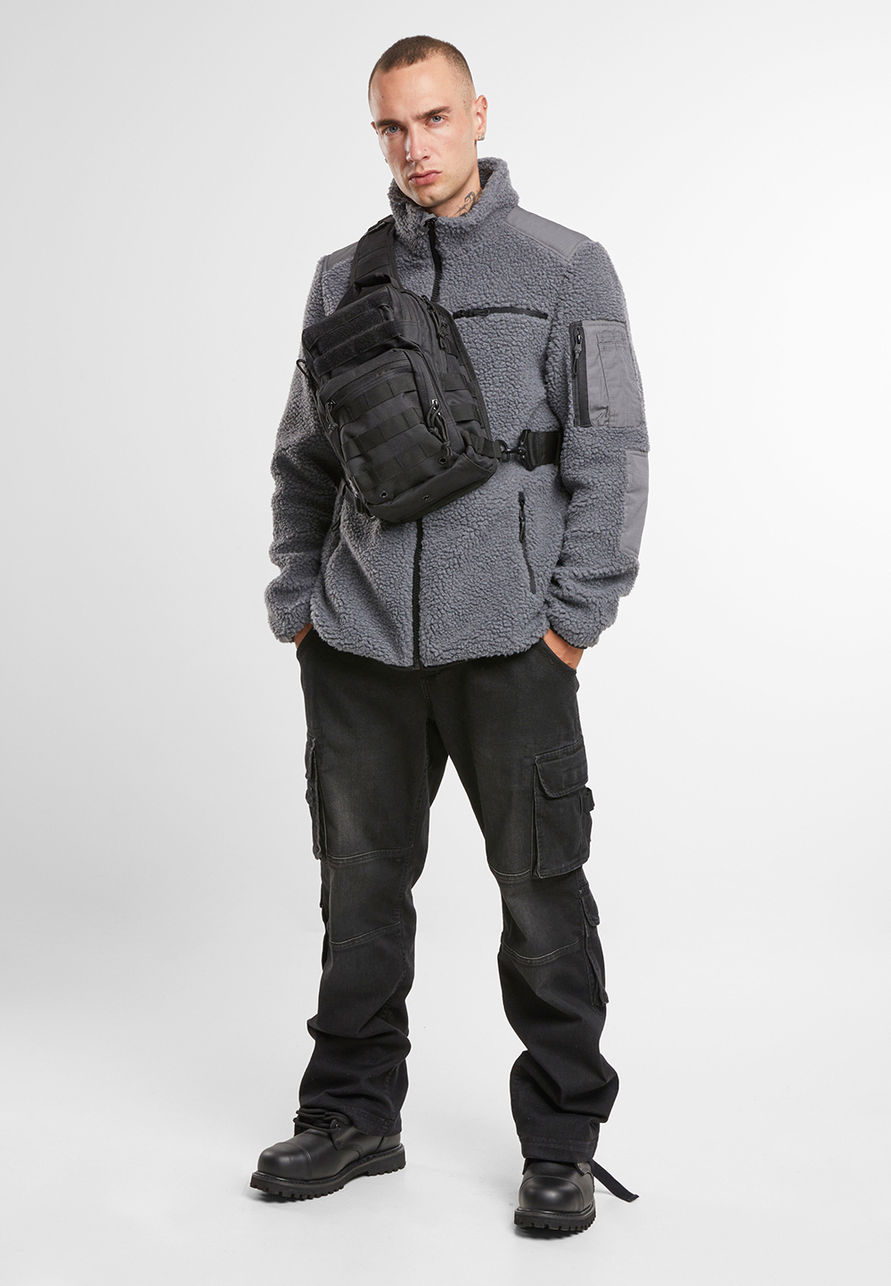 Brandit Ramble pánska bunda flísová Teddyfleece, antracitová