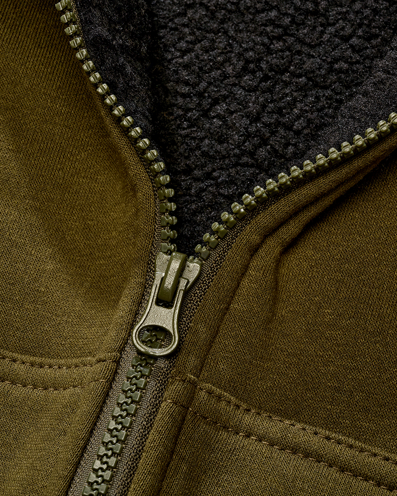 Brandit Sweatjacket pánska mikina s teplou podšívkou Teddylining, olivová