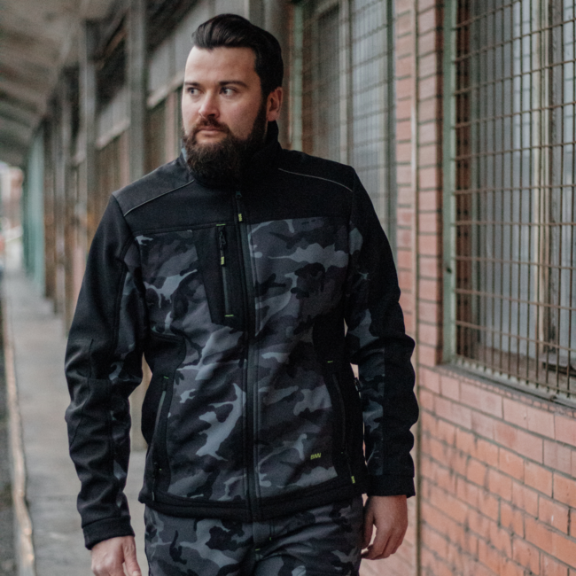 BENNON CAMOS Μπουφάν Softshell, Μαύρο/Γκρι